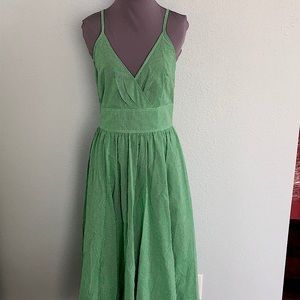 Green and white check summer dress